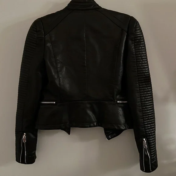 Never Worn! - Faux Leather Moto Jacket - Picture 3 of 4